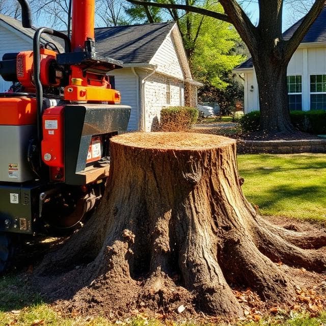 Stump Busters owner operating professional stump grinding equipment